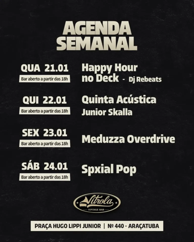 Agenda Imperdível do Vitrola Vintage Bar para Janeiro de 2026