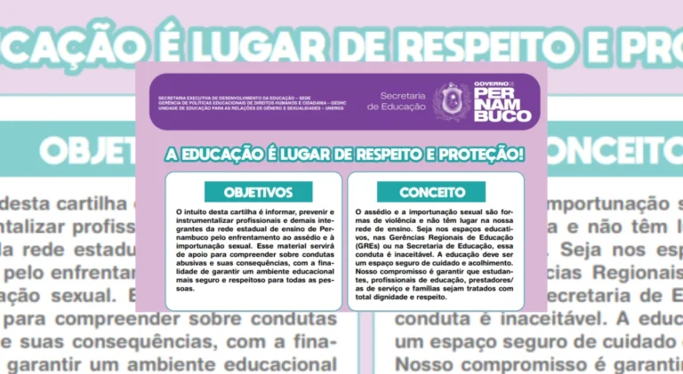 Cartilha Inovadora da Educação de Pernambuco Combate Assédio Sexual nas Escolas